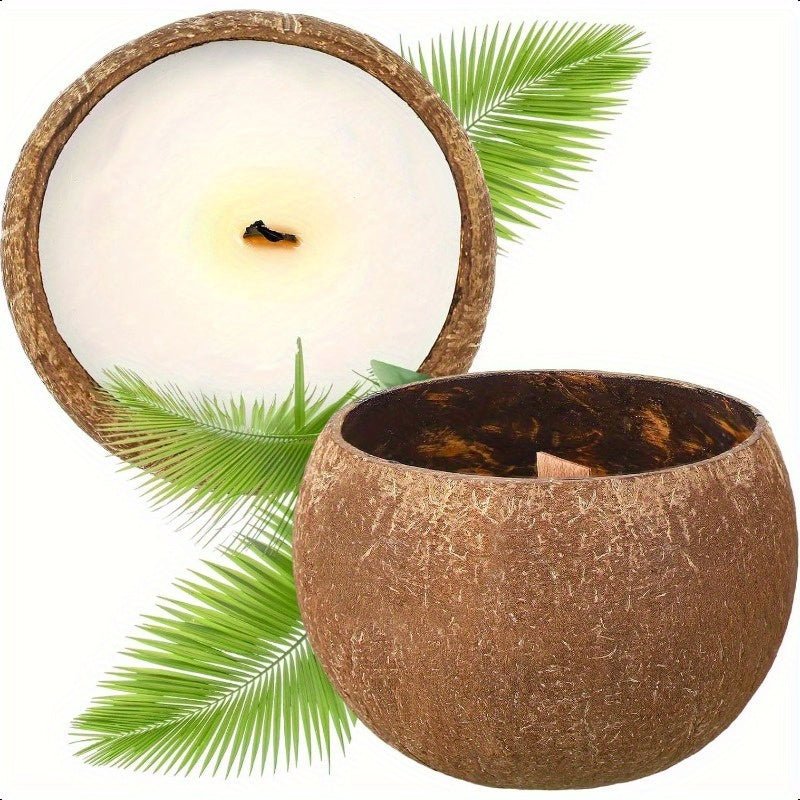 Coconut Shell Candle - A Tropical Beach Gift for Christmas, Perfect for Home Decor, Measuring 3.94 X 2.76 Inches