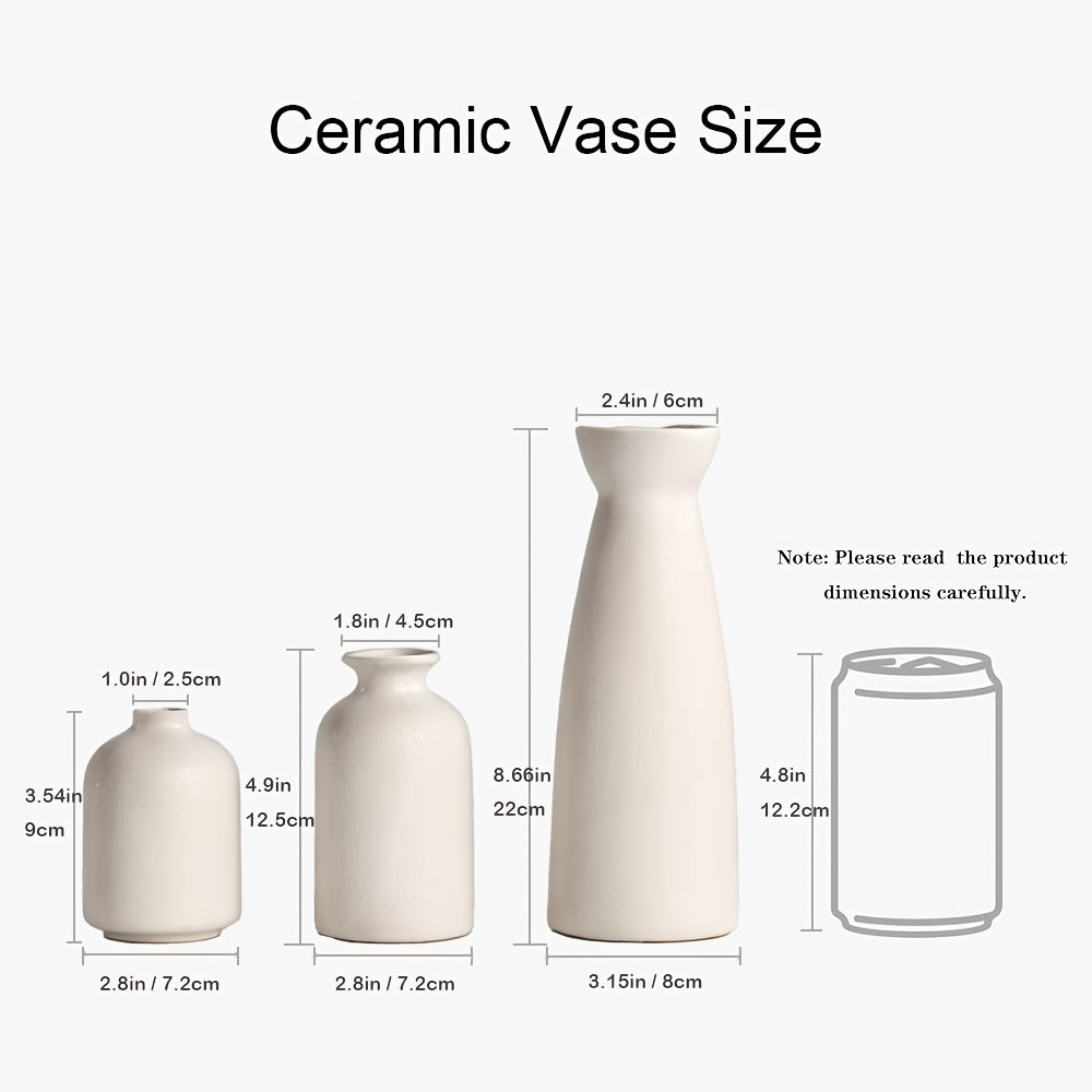 3pcs Boho\u002FBohemian Ceramic Vase Set - Matte Nordic Minimalist Modern Geometric & Floral Designs for Elegant Home Decor | Perfect for Living Rooms, Entryways, Bookshelves, TV Consoles, Bathroom Vanity | Holiday Birthday Gifts Vases Home Decor