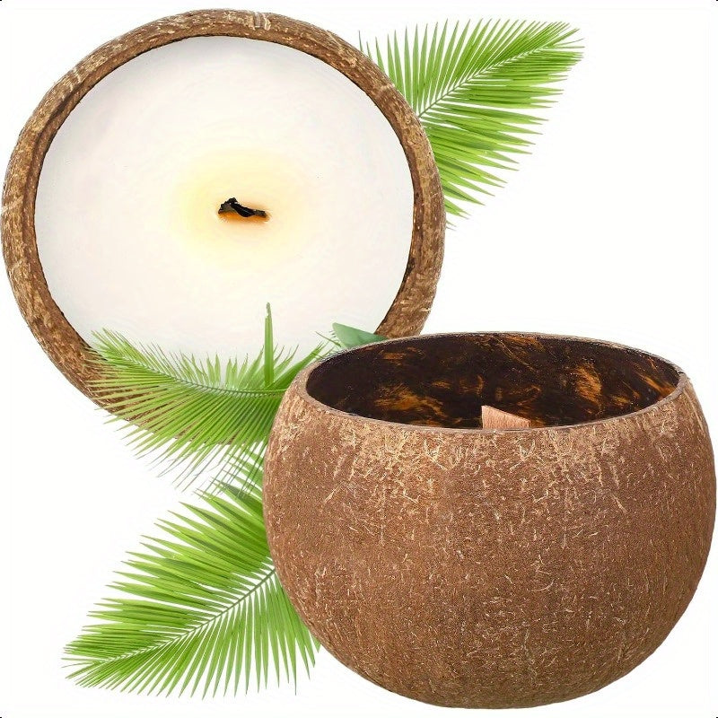 Coconut Shell Candle - A Tropical Beach Gift for Christmas, Perfect for Home Decor, Measuring 3.94 X 2.76 Inches