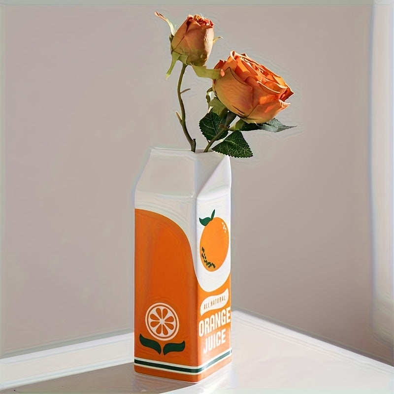 1pc Ceramic Vase Creative Orange Fruit Ceramic Ware, Home Living Room Flower Arrangement, Hydroponic Vase Arrangement