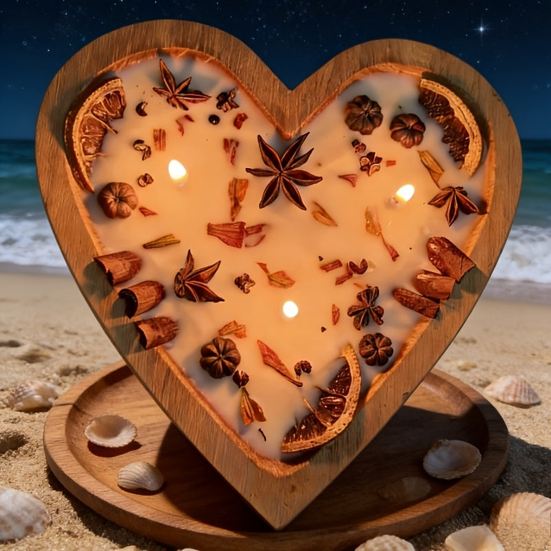Love Heart Scented Candle - 24+ Hours Burn Time Soy Wax Candle, 8 Scents (Vanilla Bean, Lavender, Apple, Peony, Pineapple, Spa Water, Linen, Tropical Essence) - Yoga & Candles, Gift For Women, Thanksgiving, Halloween, Christmas, Without Battery