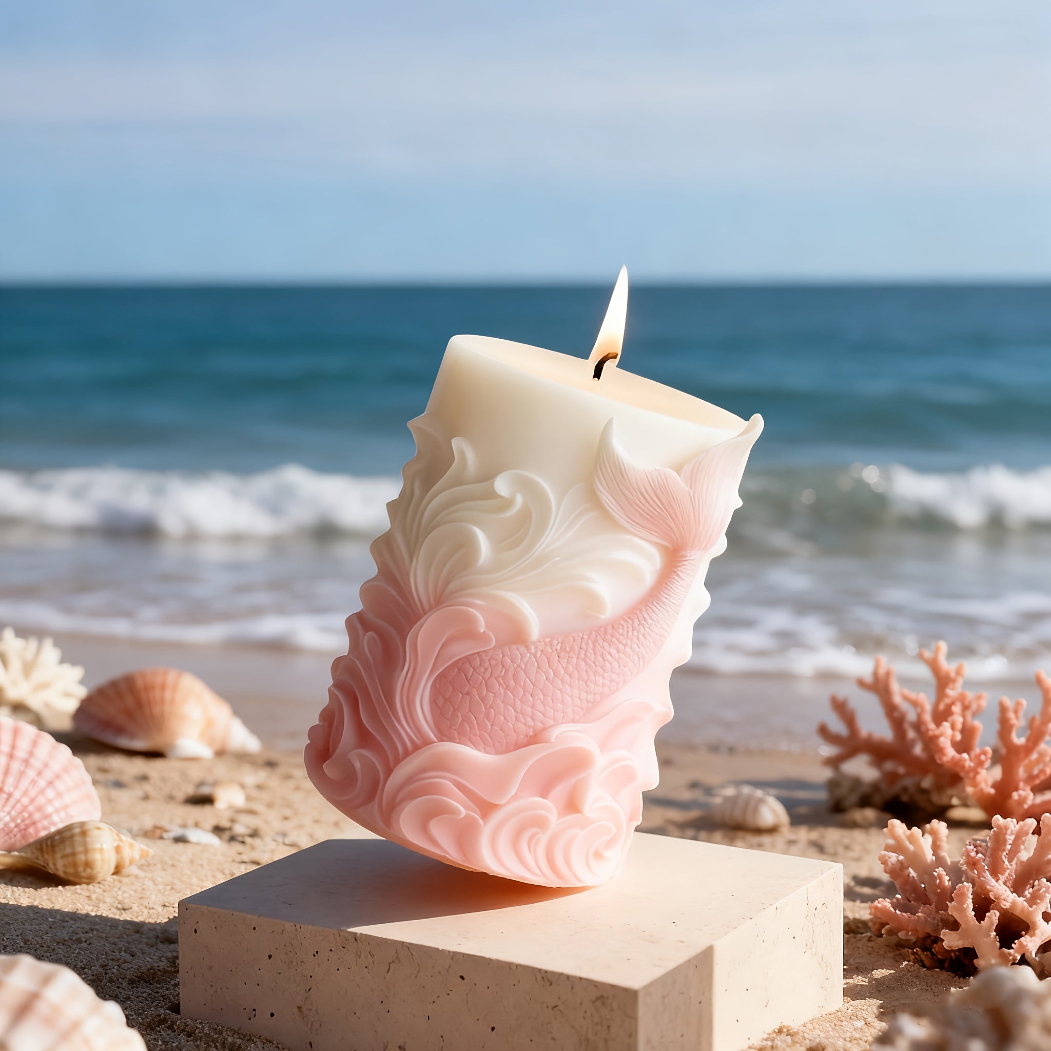 2 Styles Dolphin Pattern Columnar Molds for DIY Candle Plaster Soap Aromatherapy Craft Making with Soy Wax, Beeswax, Resin, Perfect for Christmas, Valentine's Day, Gifts, Festival Home Decoration