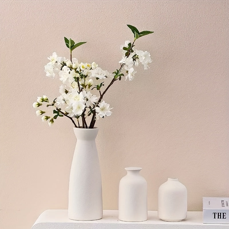 3pcs Boho\u002FBohemian Ceramic Vase Set - Matte Nordic Minimalist Modern Geometric & Floral Designs for Elegant Home Decor | Perfect for Living Rooms, Entryways, Bookshelves, TV Consoles, Bathroom Vanity | Holiday Birthday Gifts Vases Home Decor