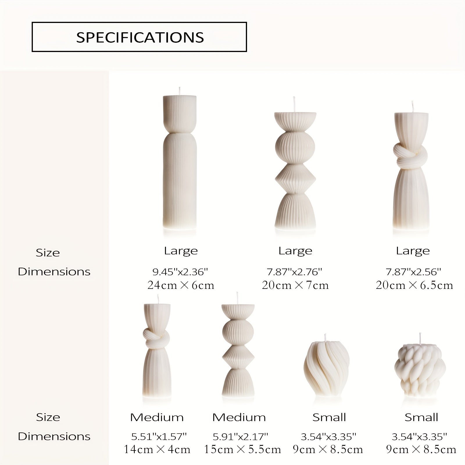 7-Pack Large Ribbed Pillar Candles - Soy Wax Handmade Home Decor Candles For Housewarming Gift, Shelf Decor, Wedding, Dining Table Centerpiece