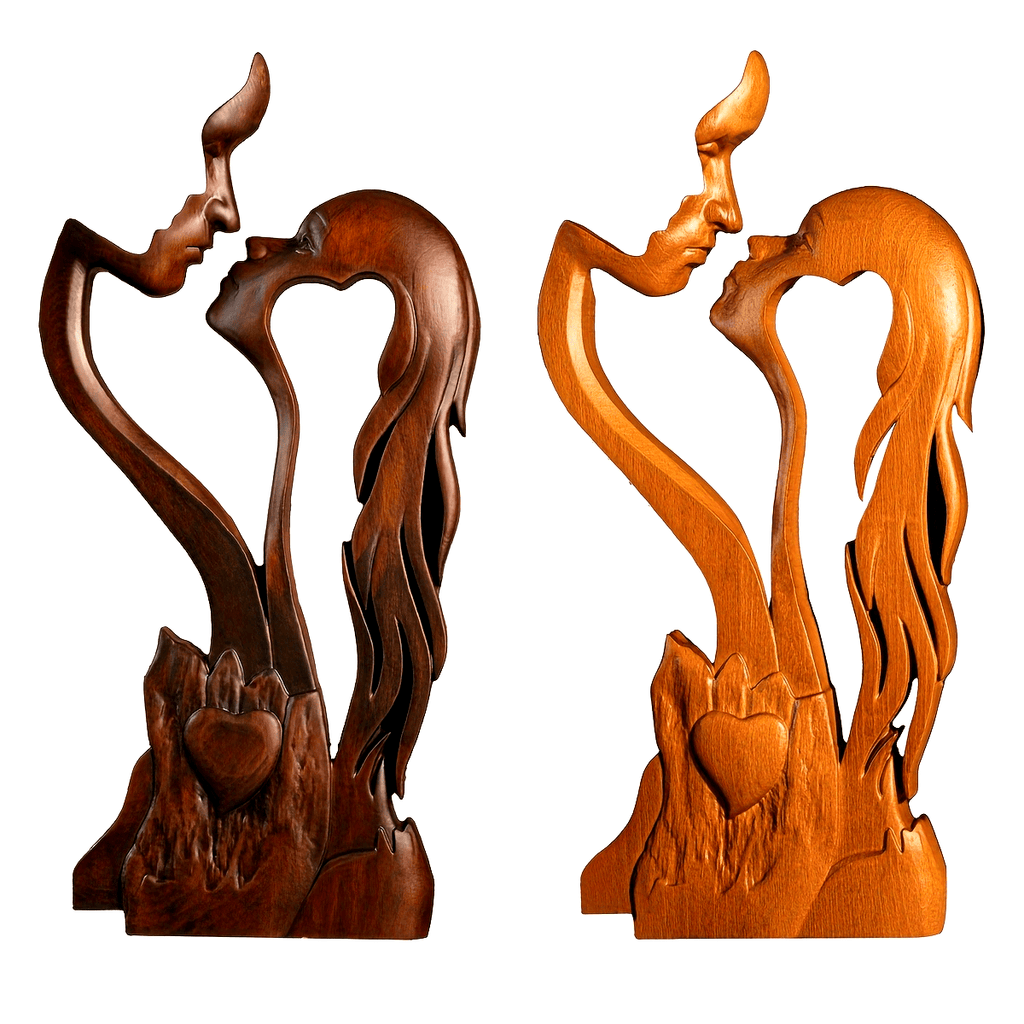 1pc Love Forever Wooden Ornament, Valentine's Day Decoration Tabletop Home Decor Sculpture, Couple Kissing Love Art Ornament Figurine, Wedding Gift for Him and Her, Valentine's Day Gifts