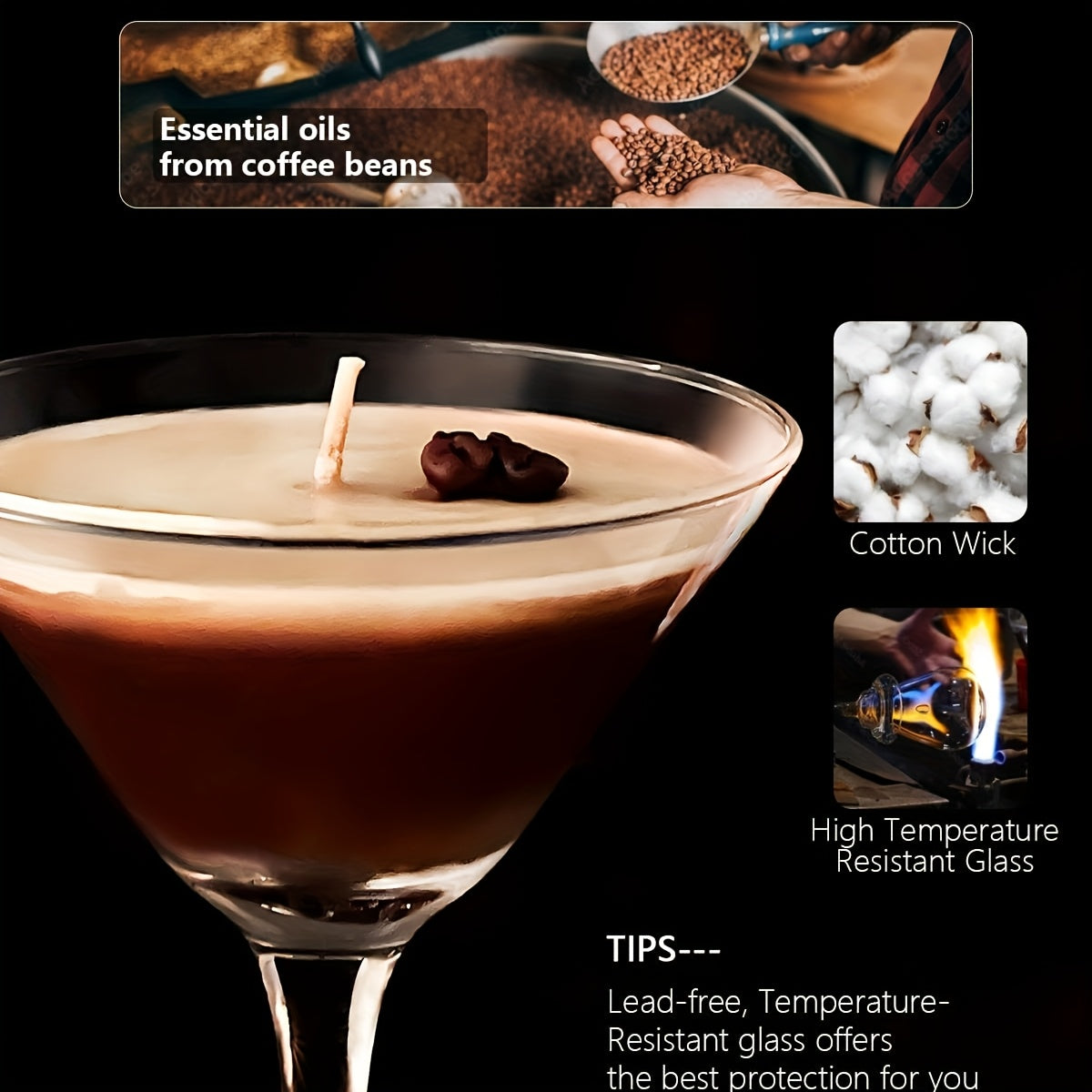Coffee Martini Candle - Coffee Bean Embellishment
