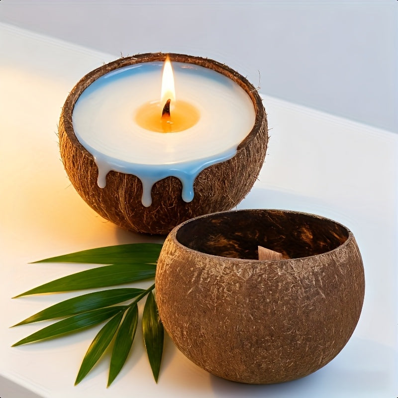 Coconut Shell Candle - A Tropical Beach Gift for Christmas, Perfect for Home Decor, Measuring 3.94 X 2.76 Inches