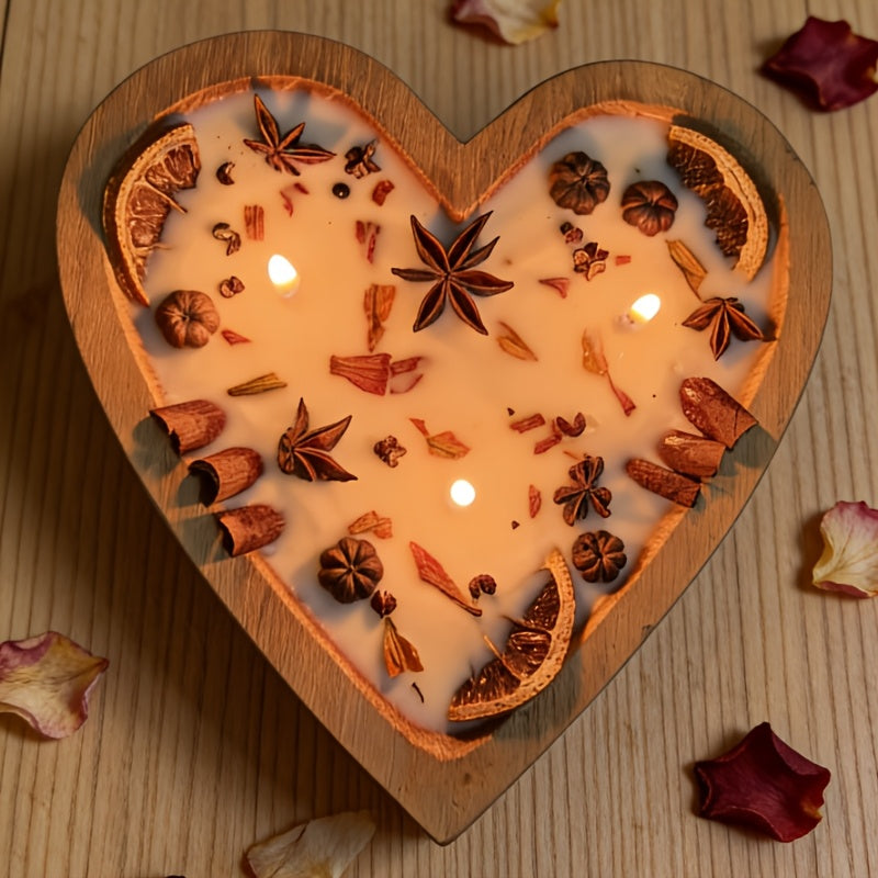Love Heart Scented Candle - 24+ Hours Burn Time Soy Wax Candle, 8 Scents (Vanilla Bean, Lavender, Apple, Peony, Pineapple, Spa Water, Linen, Tropical Essence) - Yoga & Candles, Gift For Women, Thanksgiving, Halloween, Christmas, Without Battery