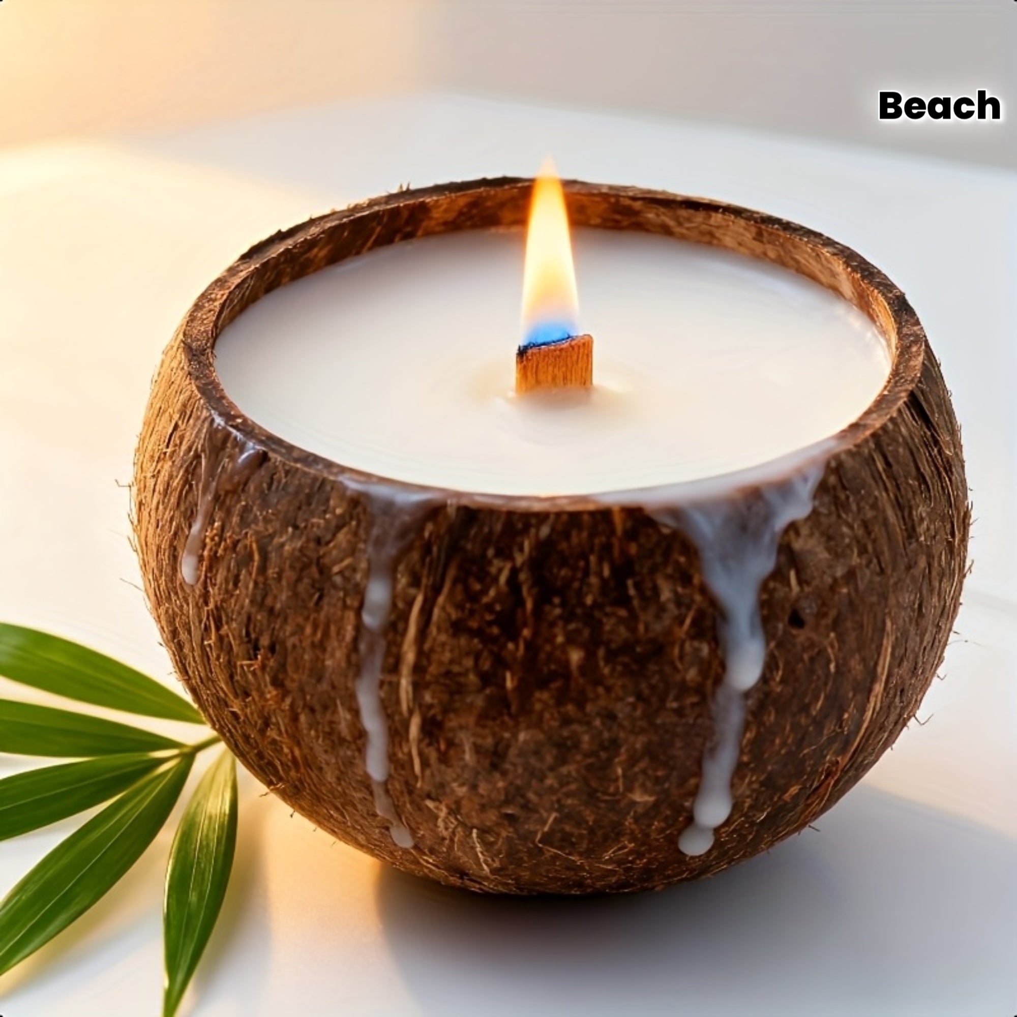 Coconut Shell Candle - A Tropical Beach Gift for Christmas, Perfect for Home Decor, Measuring 3.94 X 2.76 Inches