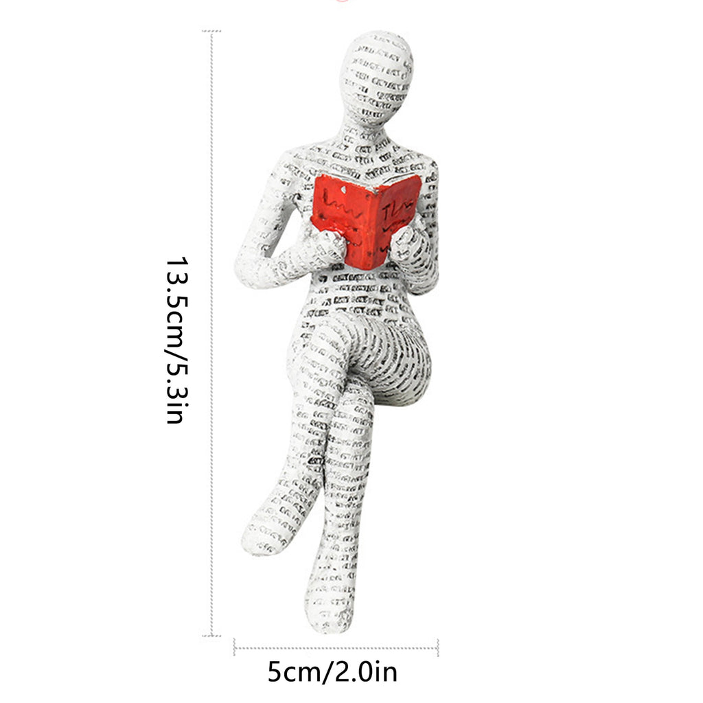 2pcs Reading Man Figurines Set Modern Simple Couple Holding Red Book Resin Statue Desktop Ornament Home Office Decor