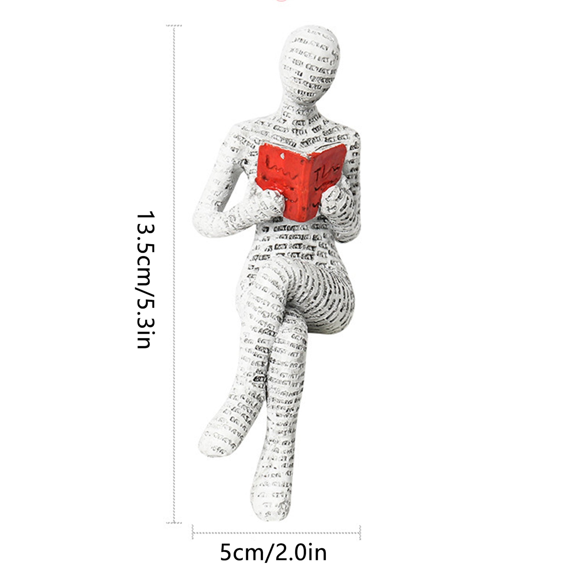 2pcs Reading Man Figurines Set Modern Simple Couple Holding Red Book Resin Statue Desktop Ornament Home Office Decor
